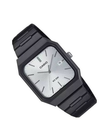 Reloj Casio Para Hombre MTP-B185B-7A Analógico Correa Acero Negro Esfera Plateada