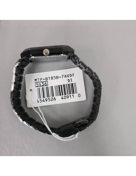 Reloj Casio Para Hombre MTP-B185B-7A Analógico Correa Acero Negro Esfera Plateada
