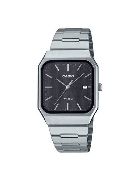 Reloj Casio MTP-B185D-1AV analógico de acero inoxidable con esfera negra de cuarzo MTP-B185D-1AV