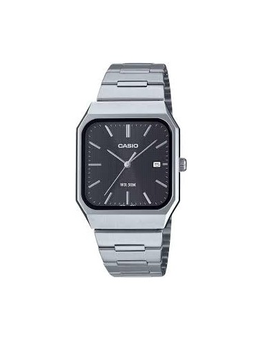 Reloj Casio MTP-B185D-1AV analógico de acero inoxidable con esfera negra de cuarzo MTP-B185D-1AV