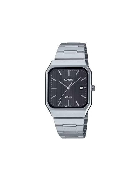 Reloj Casio MTP-B185D-1AV analógico de acero inoxidable con esfera negra de cuarzo MTP-B185D-1AV