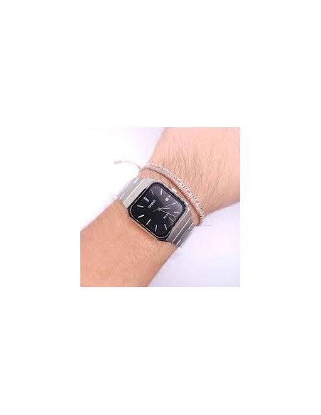Reloj Casio MTP-B185D-1AV analógico de acero inoxidable con esfera negra de cuarzo MTP-B185D-1AV