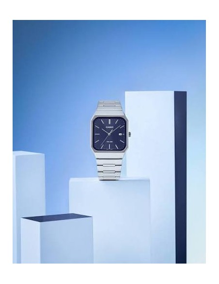 Reloj Casio MTP-B185D-2A1 analógico de acero inoxidable con esfera azul de cuarzo MTP-B185D-1AV