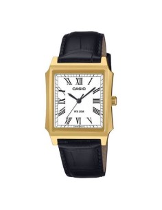 Reloj Casio Para Hombre MTP-B190GL-7B Analógico Caja Dorada Correa Cuero Marrón