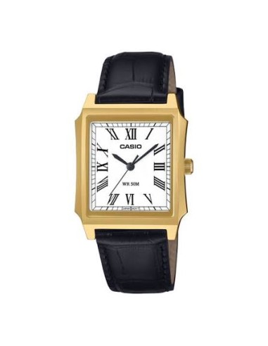 Reloj Casio Para Hombre MTP-B190GL-7B Analógico Caja Dorada Correa Cuero Marrón