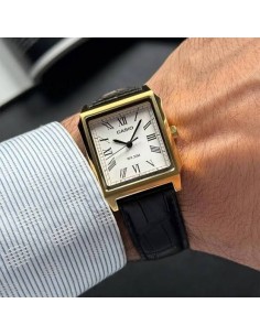 Reloj Casio Para Hombre MTP-B190GL-7B Analógico Caja Dorada Correa Cuero Marrón 2