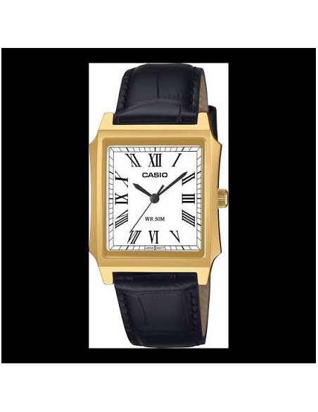 Reloj Casio Para Hombre MTP-B190GL-7B Analógico Caja Dorada Correa Cuero Marrón