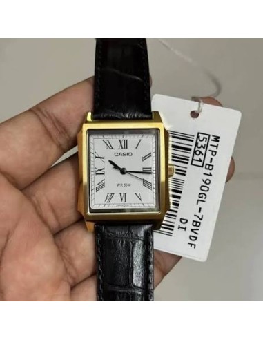 Reloj Casio Para Hombre MTP-B190GL-7B Analógico Caja Dorada Correa Cuero Marrón