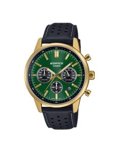 Reloj Casio Edifice Para Hombre EFR-575CL-3A Cronógrafo Correa de Cuero Esfera Verde