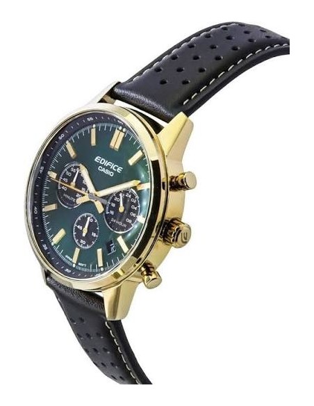Reloj Casio Edifice Para Hombre EFR-575CL-3A Cronógrafo Correa de Cuero Esfera Verde