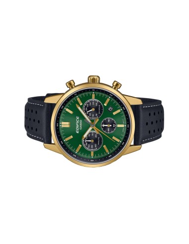 Reloj Casio Edifice Para Hombre EFR-575CL-3A Cronógrafo Correa de Cuero Esfera Verde