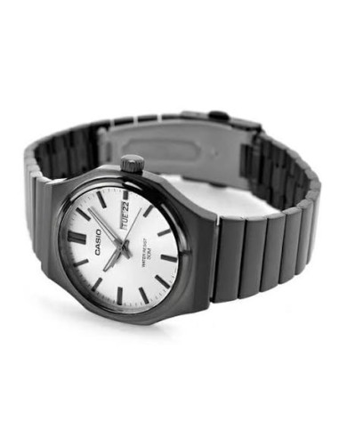 Reloj Casio Para Hombre MTP-E735B-7AV Analógico Correa Acero Negro Esfera Plateada