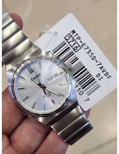 Reloj Casio Para Hombre MTP-E735D-7A Analógico Correa Acero Plateado Esfera Silver