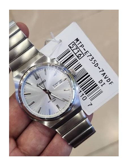 Reloj Casio Para Hombre MTP-E735D-7A Analógico Correa Acero Plateado Esfera Silver