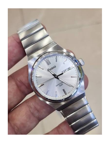 Reloj Casio Para Hombre MTP-E735D-7A Analógico Correa Acero Plateado Esfera Silver