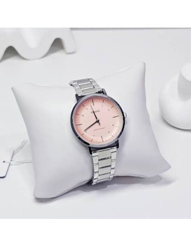 Reloj Casio Para Mujer LTP-VT03D-4B Analógico Correa Acero Plateado Esfera Rosa