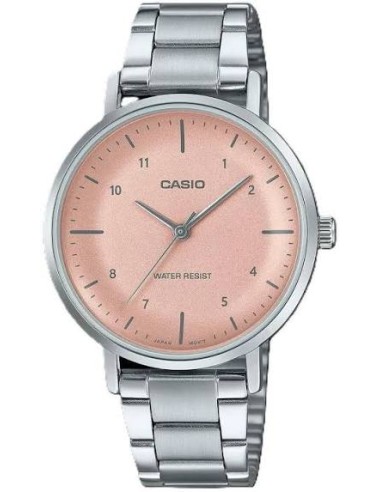 Reloj Casio Para Mujer LTP-VT03D-4B Analógico Correa Acero Plateado Esfera Rosa