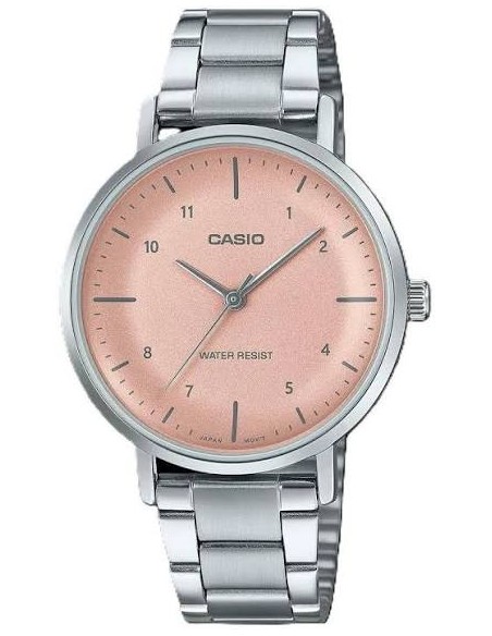 Reloj Casio Para Mujer LTP-VT03D-4B Analógico Correa Acero Plateado Esfera Rosa