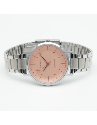 Reloj Casio Para Mujer LTP-VT03D-4B Analógico Correa Acero Plateado Esfera Rosa