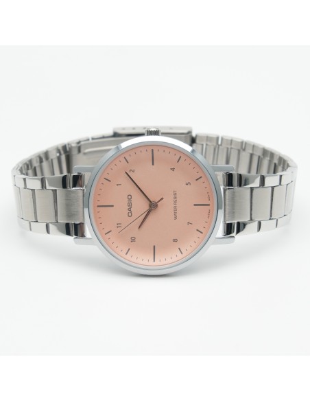 Reloj Casio Para Mujer LTP-VT03D-4B Analógico Correa Acero Plateado Esfera Rosa