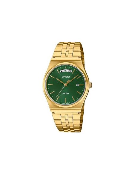 Reloj Casio Para Hombre MTP-B146G-3A Analógico Correa Acero Dorado Esfera Verde