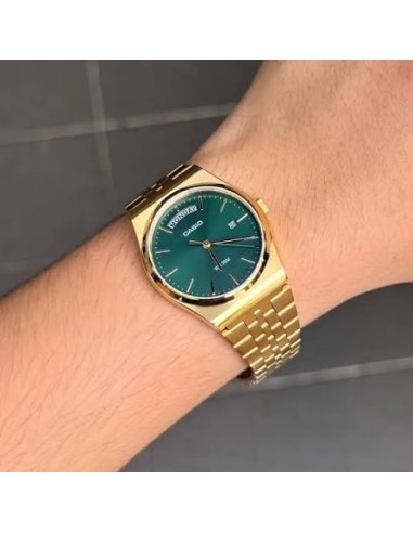 Reloj Casio Para Hombre MTP-B146G-3A Analógico Correa Acero Dorado Esfera Verde