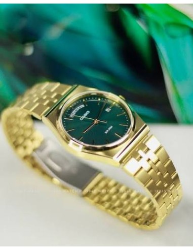 Reloj Casio Para Hombre MTP-B146G-3A Analógico Correa Acero Dorado Esfera Verde