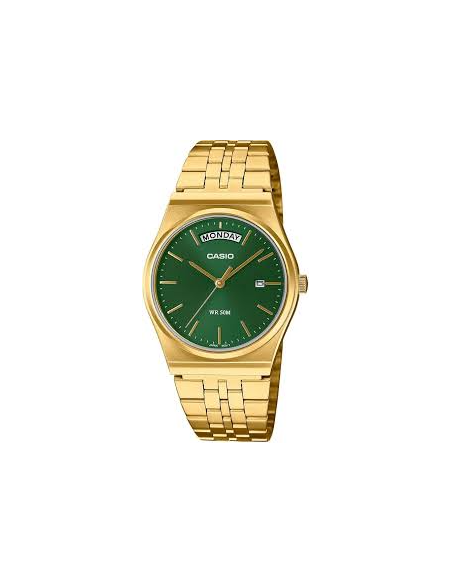 Reloj Casio Para Hombre MTP-B146G-3A Analógico Correa Acero Dorado Esfera Verde