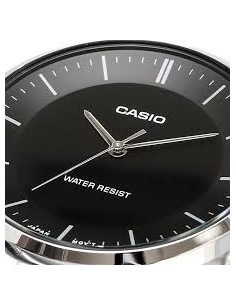 Reloj Casio Para Hombre MTP-VT04D-1E Analógico Correa Acero Plateado Esfera Negra 2