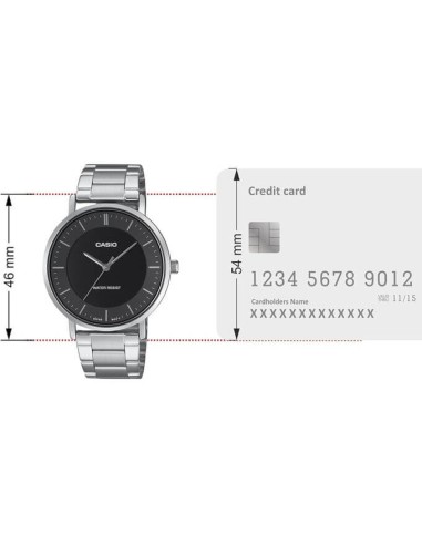 Reloj Casio Para Hombre MTP-VT04D-1E Analógico Correa Acero Plateado Esfera Negra