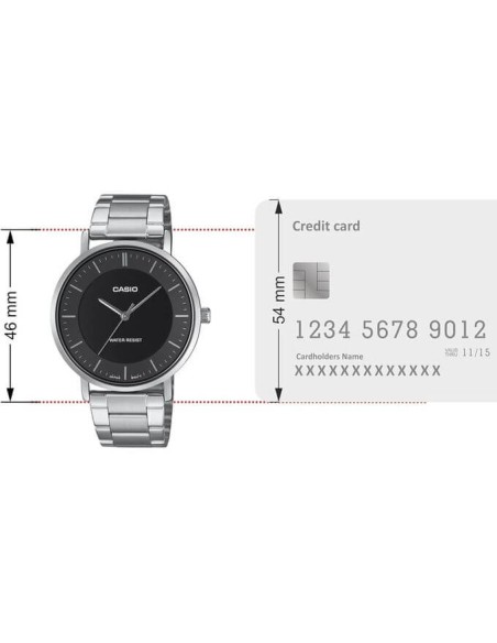 Reloj Casio Para Hombre MTP-VT04D-1E Analógico Correa Acero Plateado Esfera Negra