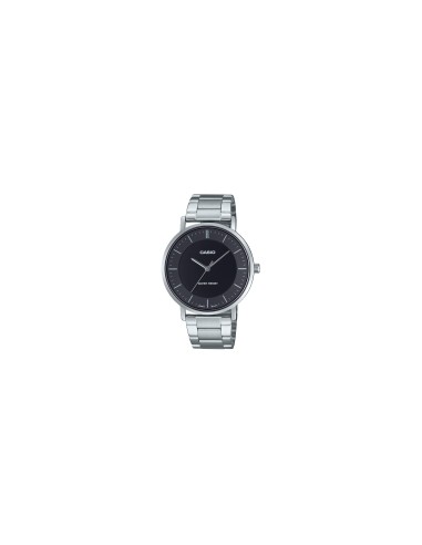 Reloj Casio Para Hombre MTP-VT04D-1E Analógico Correa Acero Plateado Esfera Negra