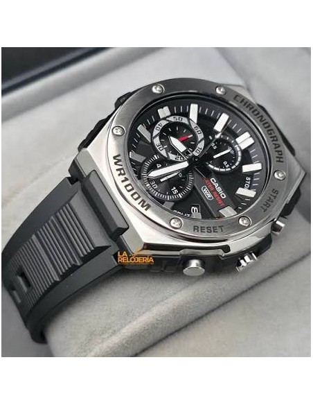 Reloj Casio Para Hombre MWA-300H-1A Analógico Deportivo Bisel Metal Correa Resina Negra 100M