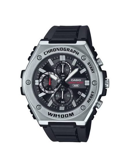 Reloj Casio Para Hombre MWA-300H-1A Analógico Deportivo Bisel Metal Correa Resina Negra 100M