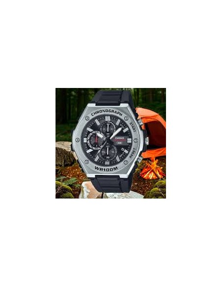 Reloj Casio Para Hombre MWA-300H-1A Analógico Deportivo Bisel Metal Correa Resina Negra 100M