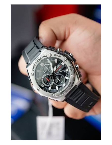 Reloj Casio Para Hombre MWA-300H-1A Analógico Deportivo Bisel Metal Correa Resina Negra 100M