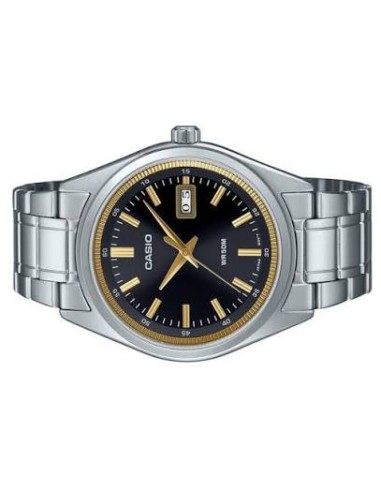 Reloj Casio Para Hombre MTP-B180D-1A2 Analógico Correa Acero Plateado Esfera Negra