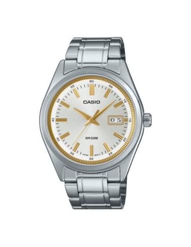 Reloj Casio Para Hombre MTP-B180D-7A Analógico Correa Acero Plateado Esfera blanca