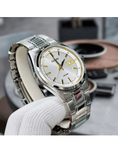 Reloj Casio Para Hombre MTP-B180D-7A Analógico Correa Acero Plateado Esfera blanca 2