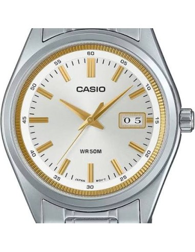 Reloj Casio Para Hombre MTP-B180D-7A Analógico Correa Acero Plateado Esfera blanca