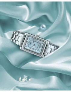 Reloj Casio Para Mujer LTP-1234DS-2A Analógico Rectangular Correa Acero Bitono Esfera Azul 2