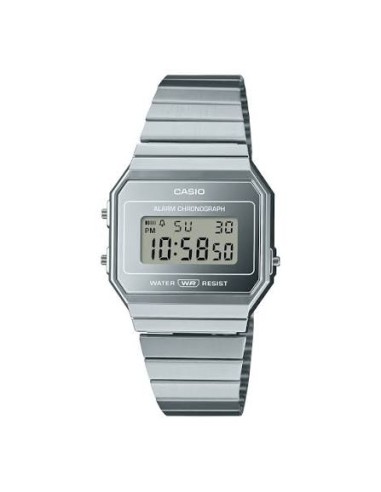 Reloj Casio Vintage A700WEV-7A Digital Ultra Fino Correa Malla Milanesa Acero Plateado