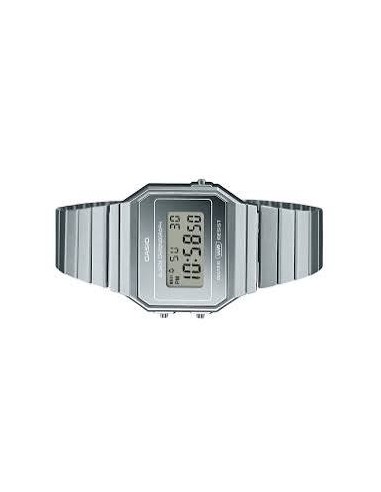 Reloj Casio Vintage A700WEV-7A Digital Ultra Fino Correa Malla Milanesa Acero Plateado