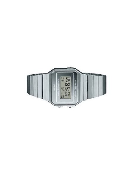 Reloj Casio Vintage A700WEV-7A Digital Ultra Fino Correa Malla Milanesa Acero Plateado