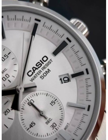copy of reloj cronógrafo hombre Casio MTP-E510D-1A1 42mm 50m WR correa de acero