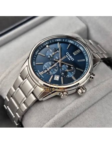 Reloj deportivo cronógrafo Casio MTP-E515D-2A1 41mm 50m WR correa de acero