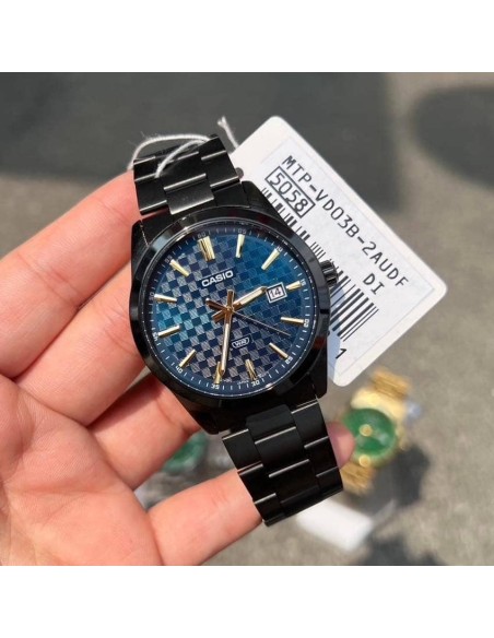 reloj hombre analógico Casio Gunmetal MTP-VD03B-2A 41mm baño de iones correa de acero