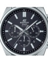 Reloj Casio Edifice Para Hombre EFV-650D-1A Cronógrafo Correa Acero Plateado Esfera Negra 100M