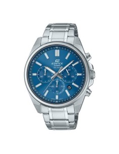 Reloj Casio Edifice Para Hombre EFV-650D-2A Cronógrafo Correa Acero Plateado Esfera Negra 100M