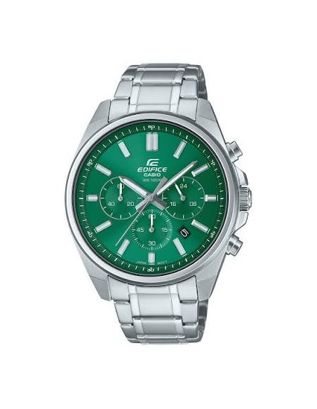 Reloj Casio Edifice Para Hombre EFV-650D-3A Cronógrafo Correa Acero Plateado 100M
